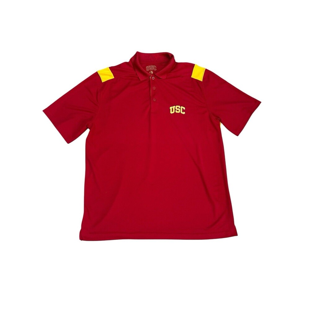 USC Trojans Authentic Apparel Polo Red Gold Shirt Men’s - 2XL Embroidery Logo
